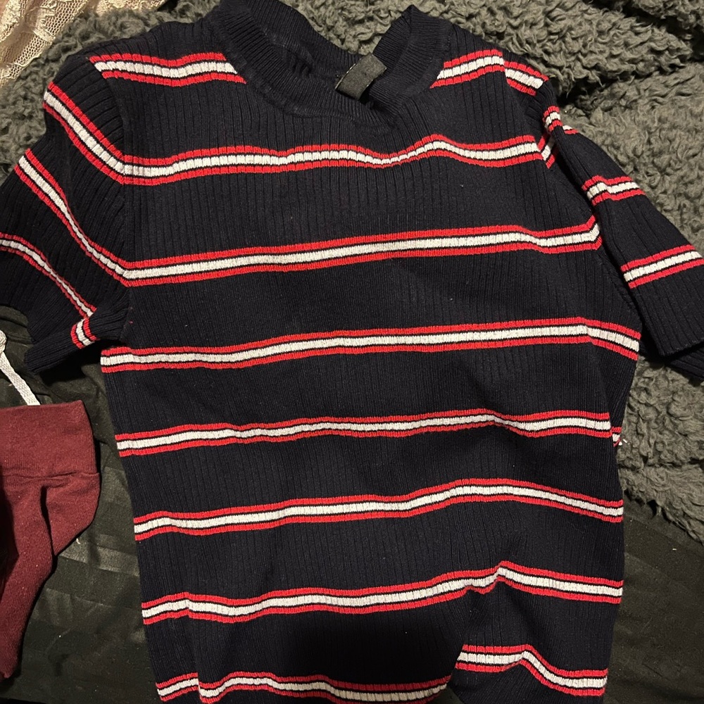 A red white and blue striped shirt